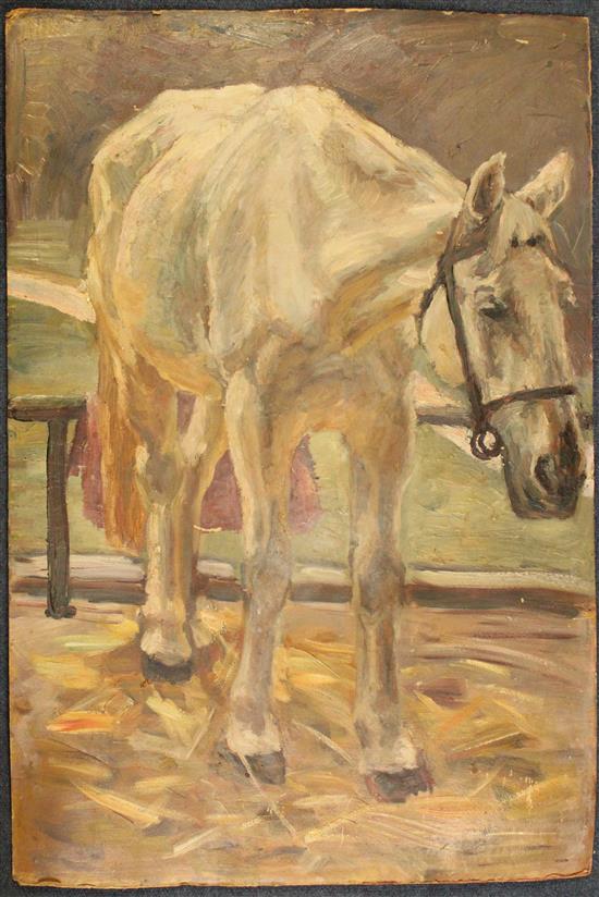 Heinrich Von Zugel (1850-1941) Study of a farm horse, 30 x 20in., unframed